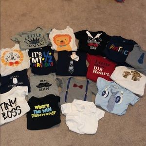 Lot of short and long sleeve graphic onesies!